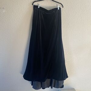 Vintage Tom Barra Collection Maxi Skirt black velvet train Formal Evening